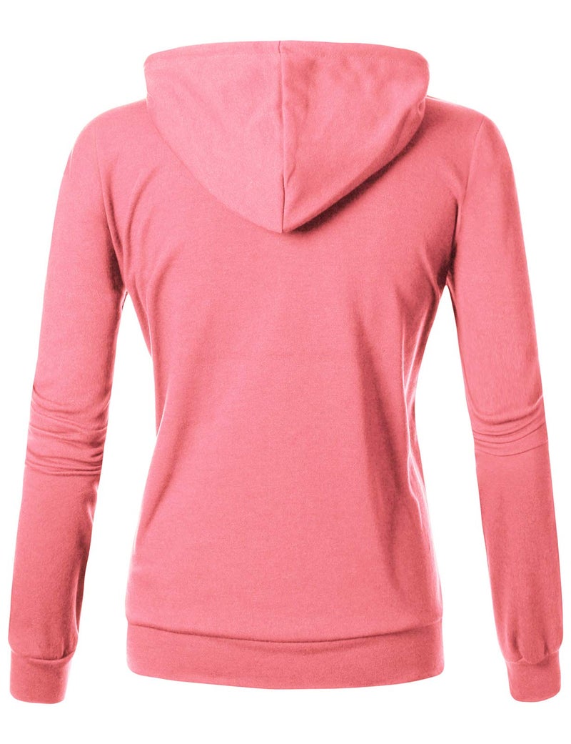GIVON Women's Lightweight Zip Up Hoodie â€“ Long Sleeve Thin Casual Hooded Jacket, Plus DCF200-PINK-M - Image 3